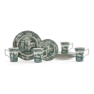 Heritage Green Italian 12-Piece Dinnerware Set