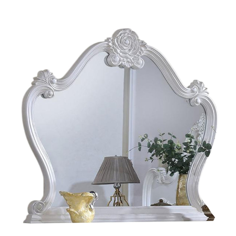 Miroir pour commode Ventra, 51 po, bois massif blanc arqué classique, Blanc