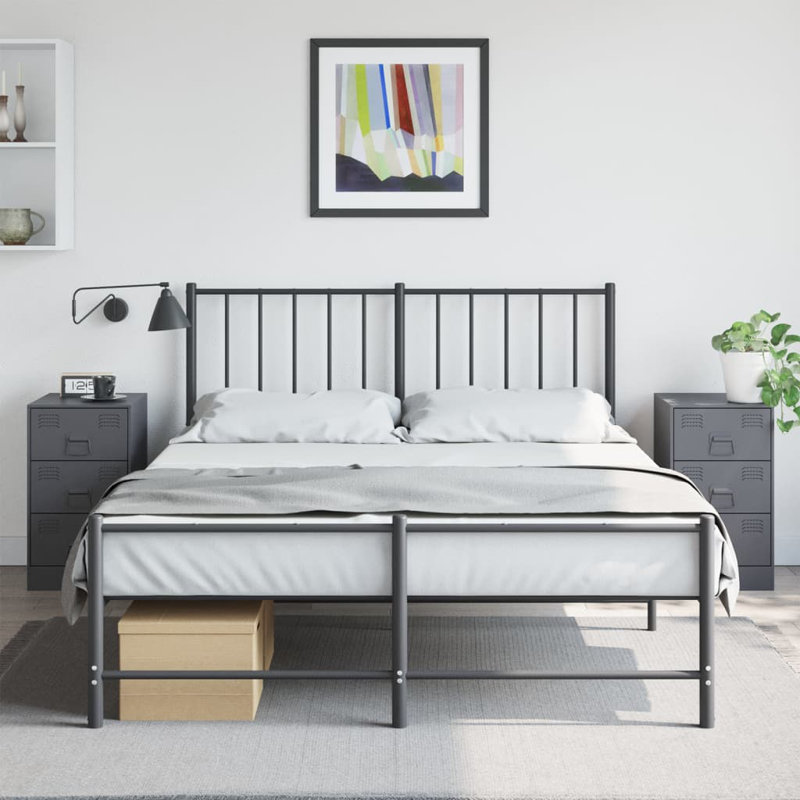 Raineri 34.5cm W Steel Bedside Table, Anthracite, Set of 2