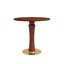 Φ Table de salle à manger ronde rétro en noyer de 80 cm avec base en laiton et bois massif. Table avec pieds en bois et base dorée, table pour 2 personnes pour petit espace