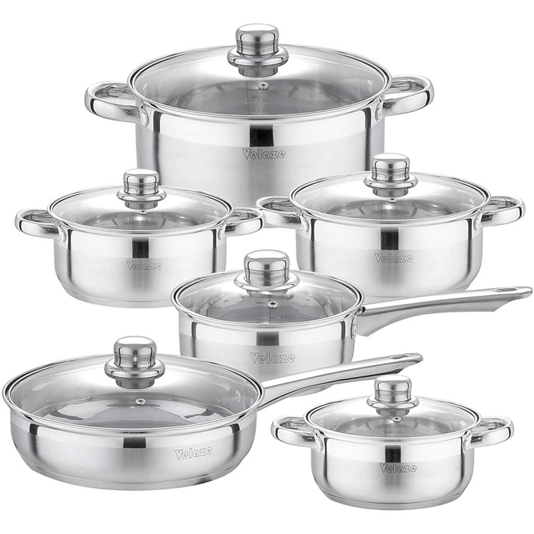 Velaze Motti 12 Piece Stainless Steel Cookware Set