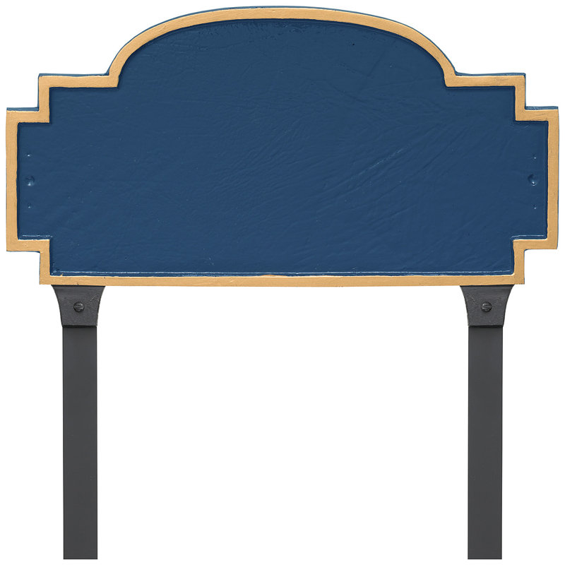 Plaque d'adresse sur 1 ligne Chesterfield, Bleu de mer / doré, Oui