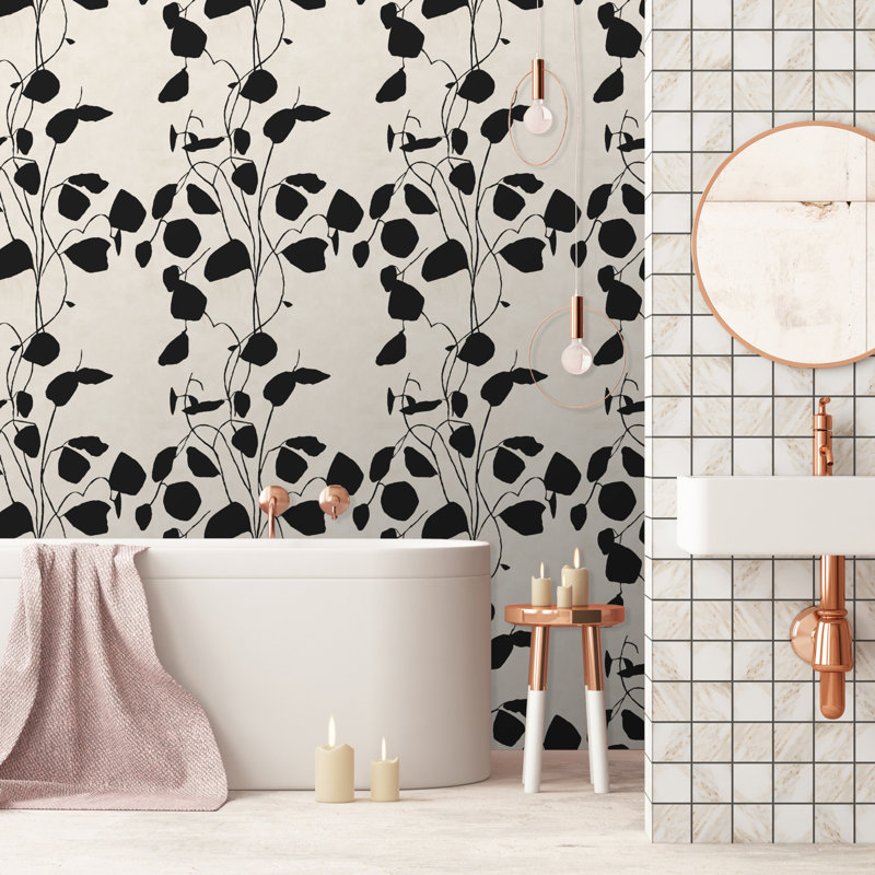 Susan Hable Floral Wallpaper Roll, Black/Cream