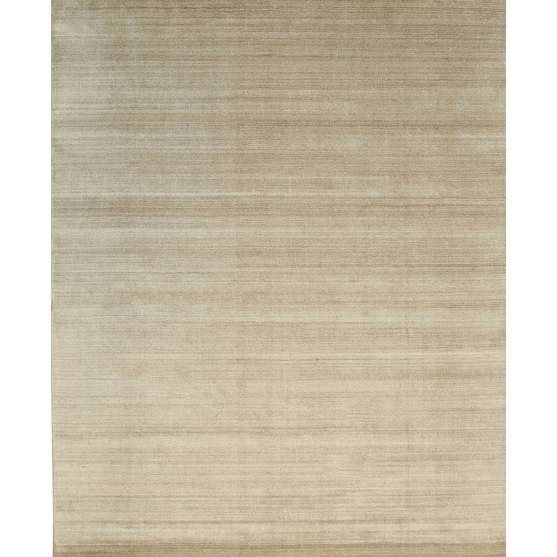 Tapis gris clair fait à la main Miladeen & Viscose, Rectangle 9 pi x 12 pi