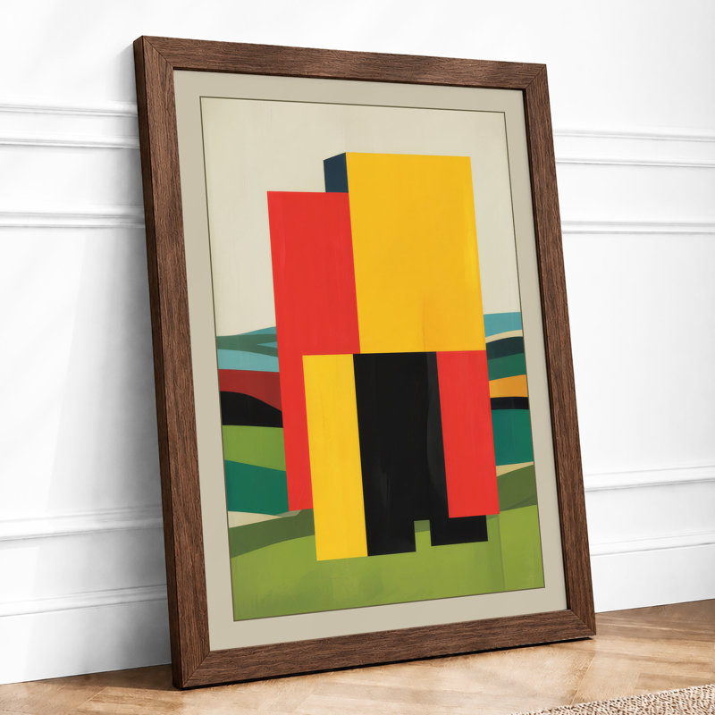 Stacked Geometry Geometric - Framed Print, A3 - 42.0 x 29.7 cm, Walnut