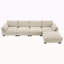 Canapé modulaire de 130 po en forme de L avec table pliante et port double, poches de rangement latérales, 2 coussins d'accoudoirs, repose-pieds à mouvement libre, mousse haute densité, chenille, 5 sièges, 2 couleurs-1217845824