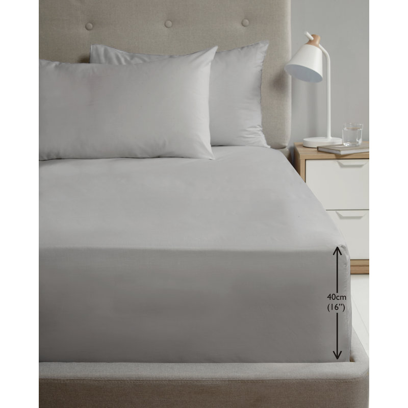 Asaru Cotton Blend Fitted Sheet, Single (3'), Grey