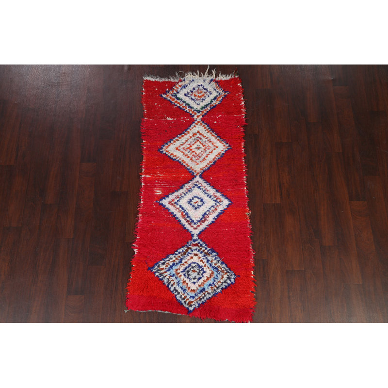 Tapis rouge marocain rouge noué à la main 3 x 6