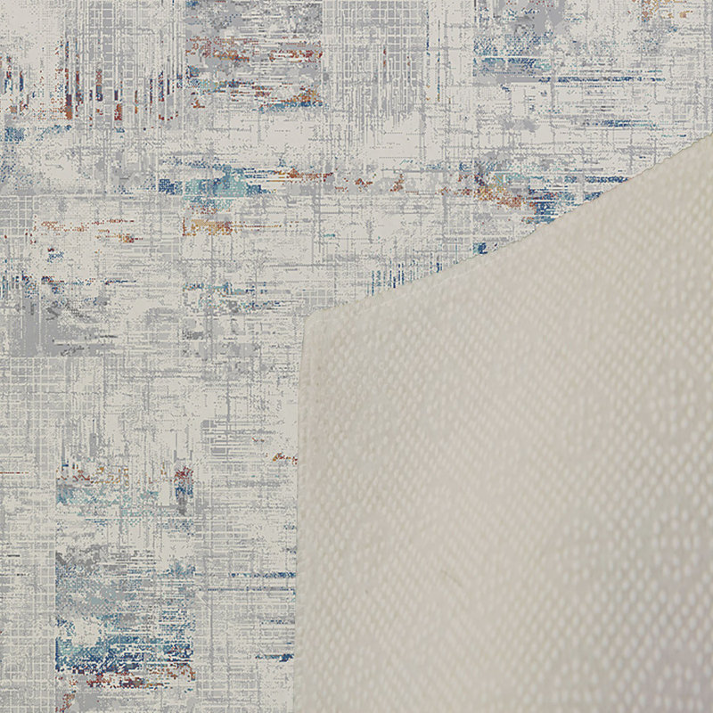 Tapis gris / bleu en polyester tissé à la machine Storm, Rectangle 3 pi 3 po x 6 pi 7 po