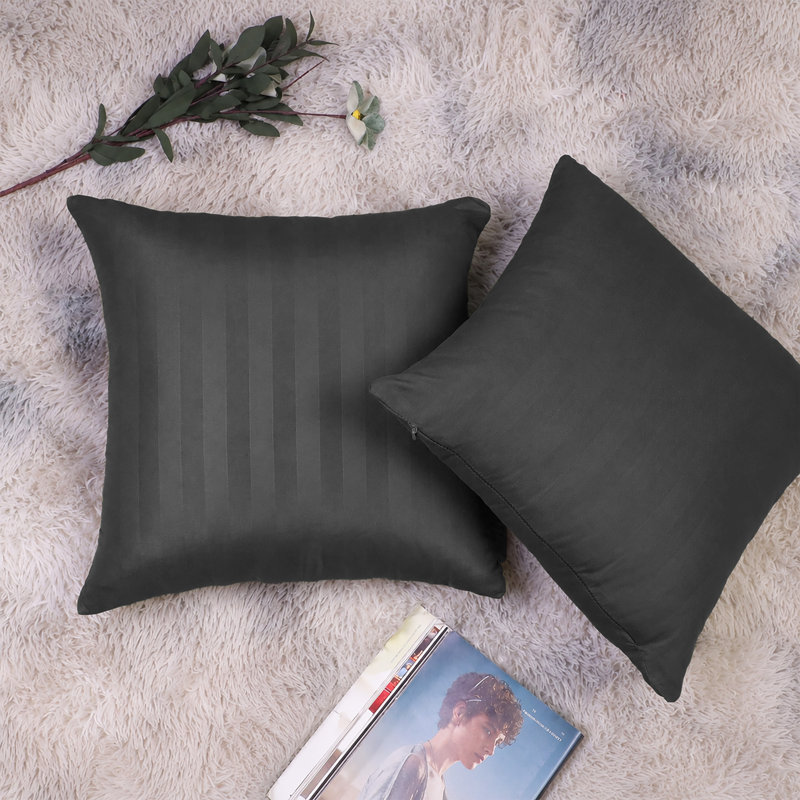 Microfiber Stripe Cushion Cases Sofa coach throw, BLACK