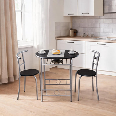 Table de salle à manger, 79 x 53 x 75 cm, en MDF noir avec structure en métal, noir mat