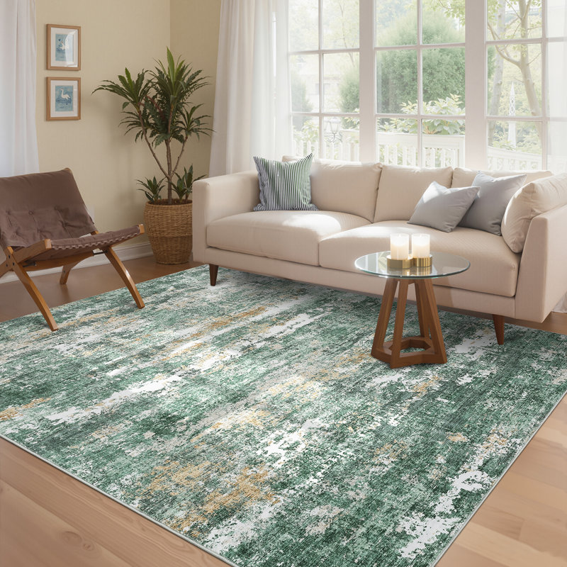 Modern Abstract Machine Washable Area Rug for Living Room, Modern Living Room Carpet with Non-Slip Backing, Soft Stain Resistant Bedroom Carpet