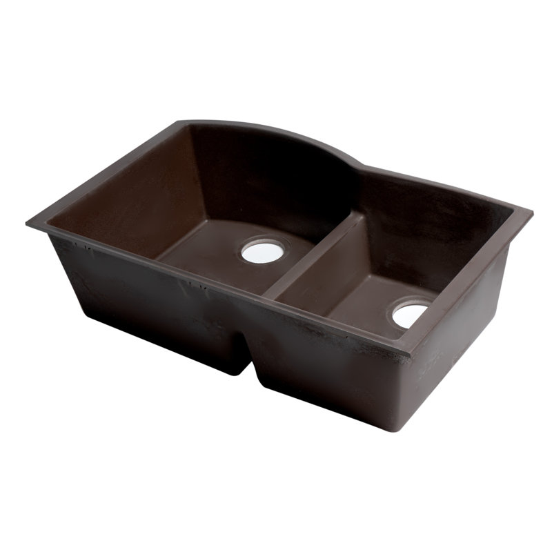 Évier de cuisine à double cuve en granite 33 po x l 21 po, Chocolat