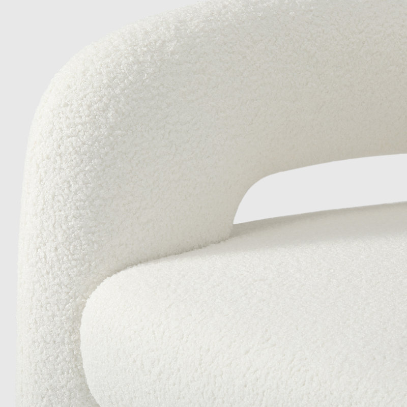Bayville 29" Wide Sherpa Swivel Chair, Cream Polyester