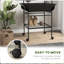 Dark Gray Bird Play Stand With - Stainless Steel Feed Bowls, Pull-Out Tray, Hanger, For Parrot Comfort Wheels & Perches, Amusing Hanger