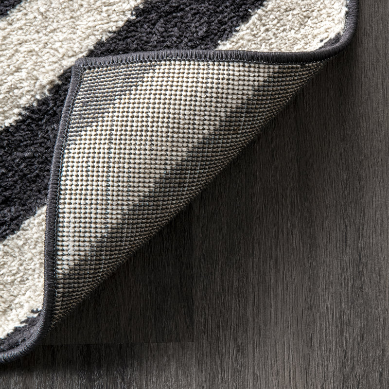 Tapis gris anthracite / ivoire Frances, Rectangle 6 pi 7 po x 9 pi