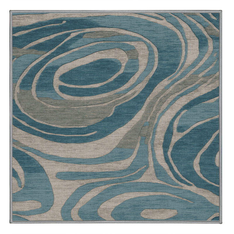 Tapis abstrait gris lavable à la machine, Carré 7 pi