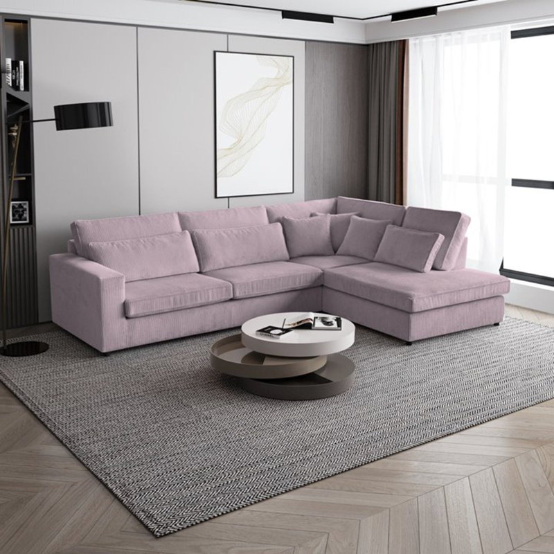 Preslea 6 Seater Sofa & Chaise, Right Hand Facing, Pink