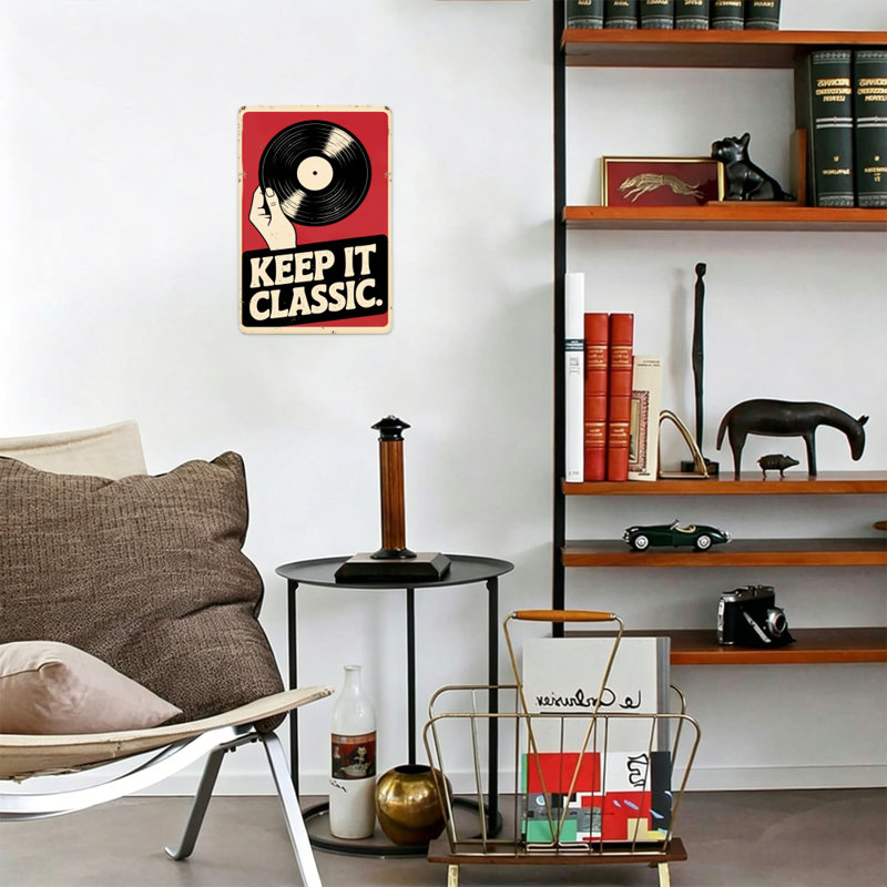 Panneau décoratif en vinyle de haute qualité, disque vinyle Keep It Classic, durable, résistant à la décoloration, facile à accrocher, parfait pour la maison, la cuisine ou le bar pour ajouter un charme rustique ou moderne.