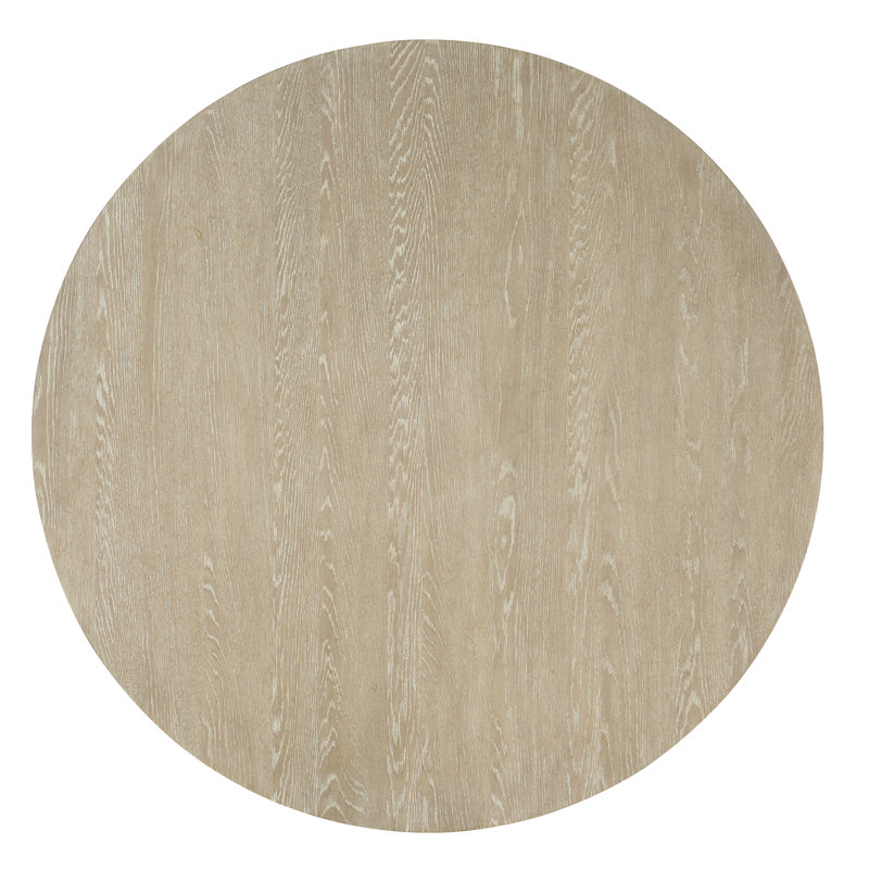 Beige and White Round Oak Veneer Dining Table