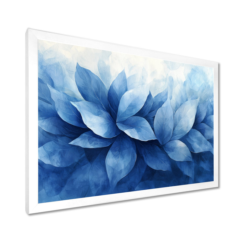 Bleu et brun, délicates pétales de fleurs - herbes, art mural, H 30 po x l 40 po, Reproduction encadrée d'une seule photo