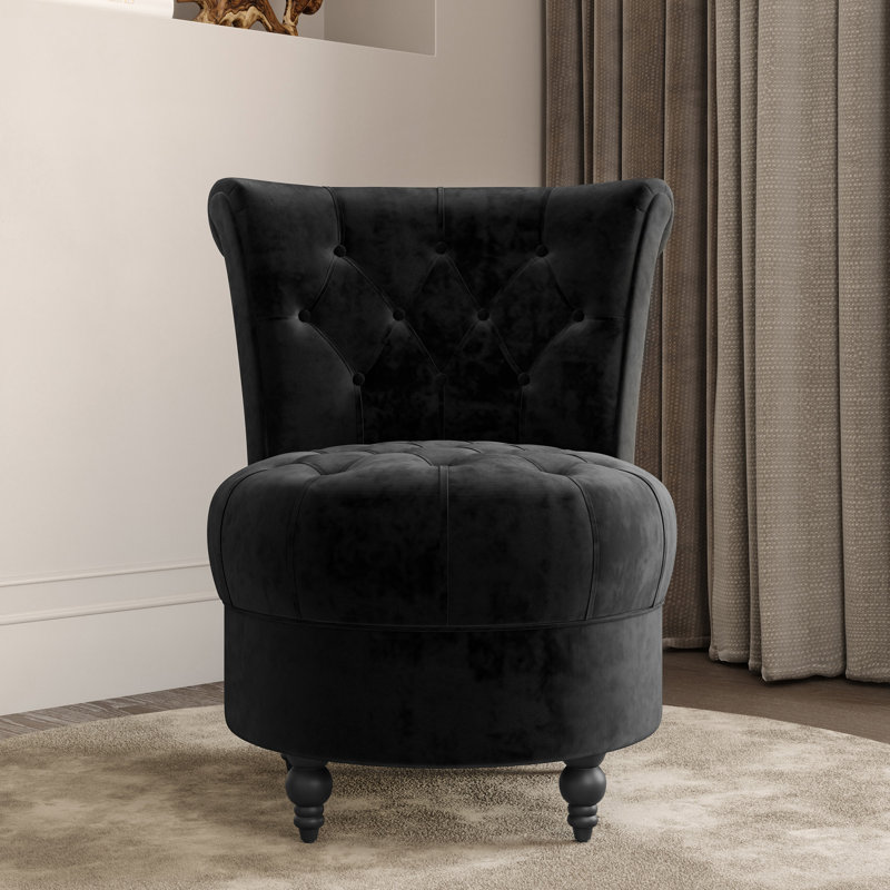 Akeeyla Velvet Barrel Chair, Black