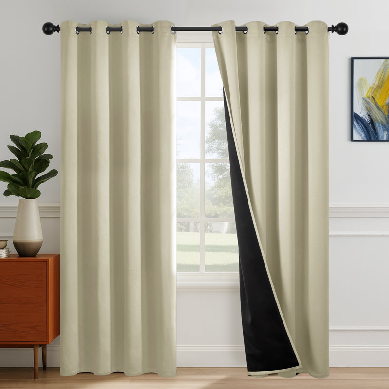 Thermal Insulated Blackout Grommet Curtains for Bedroom & Living Room（Set of 2）, 52" W x 84" L, Beige