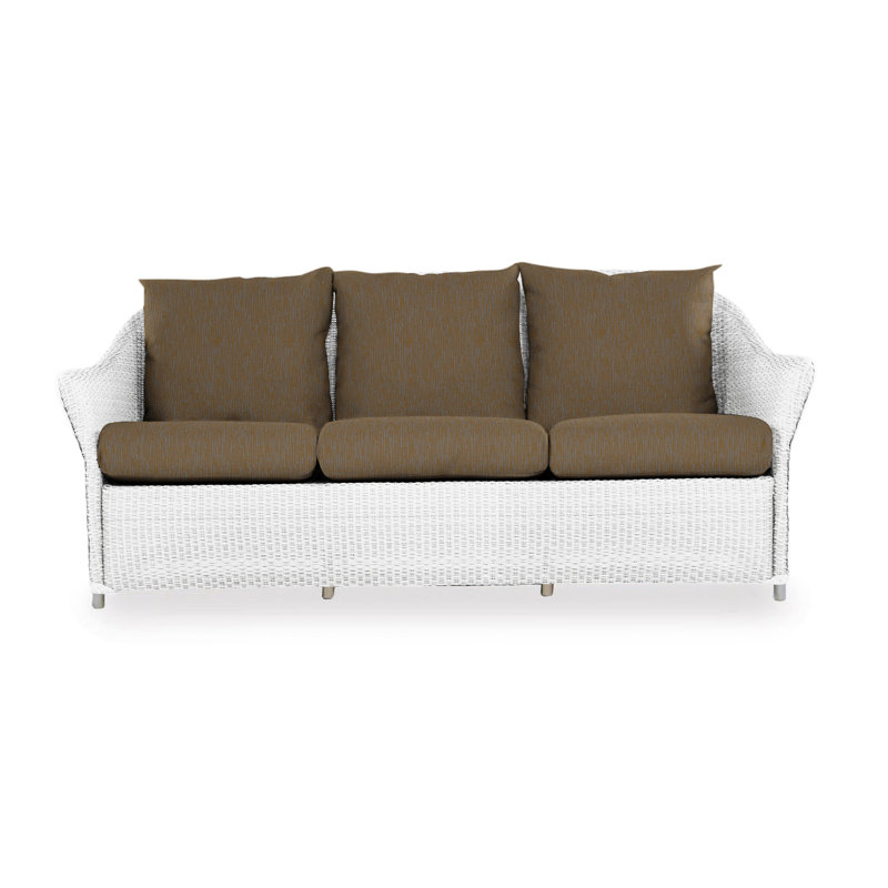 Weekend Retreat Outdoor 3 - Seat Patio Sofa, White, Bamboo Bay Sky
