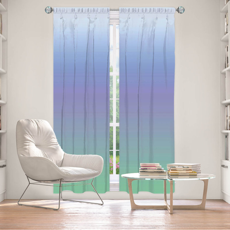 Vandela Room Darkening Curtain Pair, 20" W x 61" L, Green/Blue/Purple