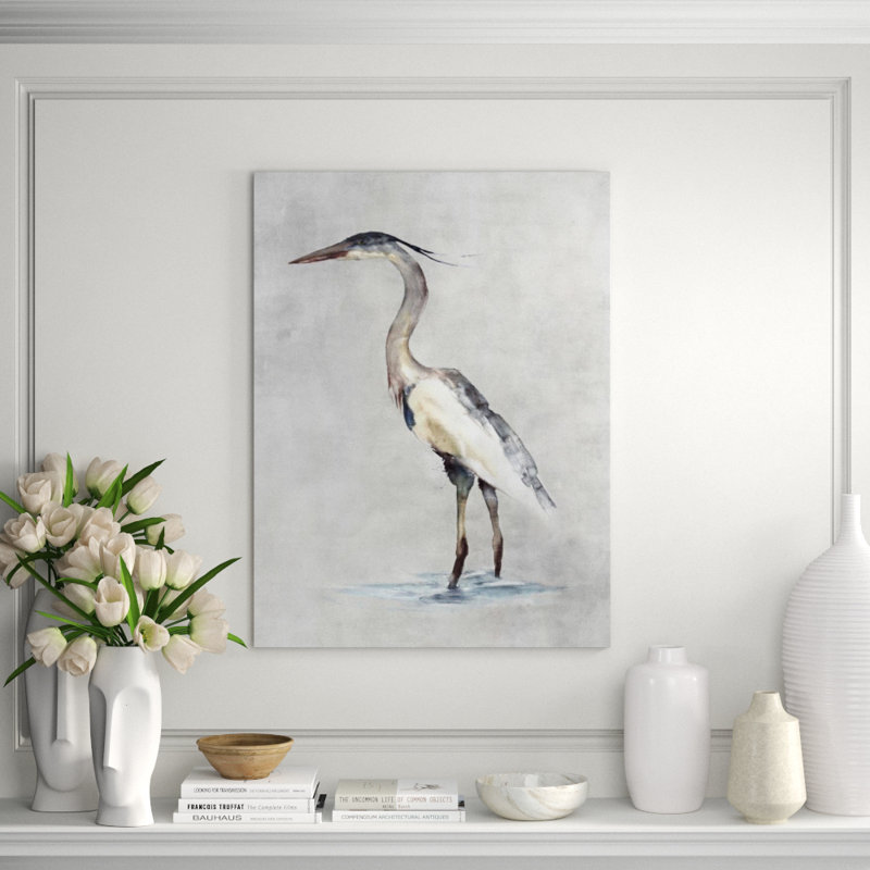 Gray Heron I Painting by Nash Rambler, Knife Gel, 48" H x 36" W