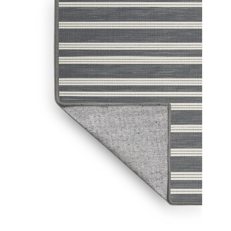 Tapis gris à rayures horizontales lavable à la machine, Rectangulaire 3 pi x 5 pi