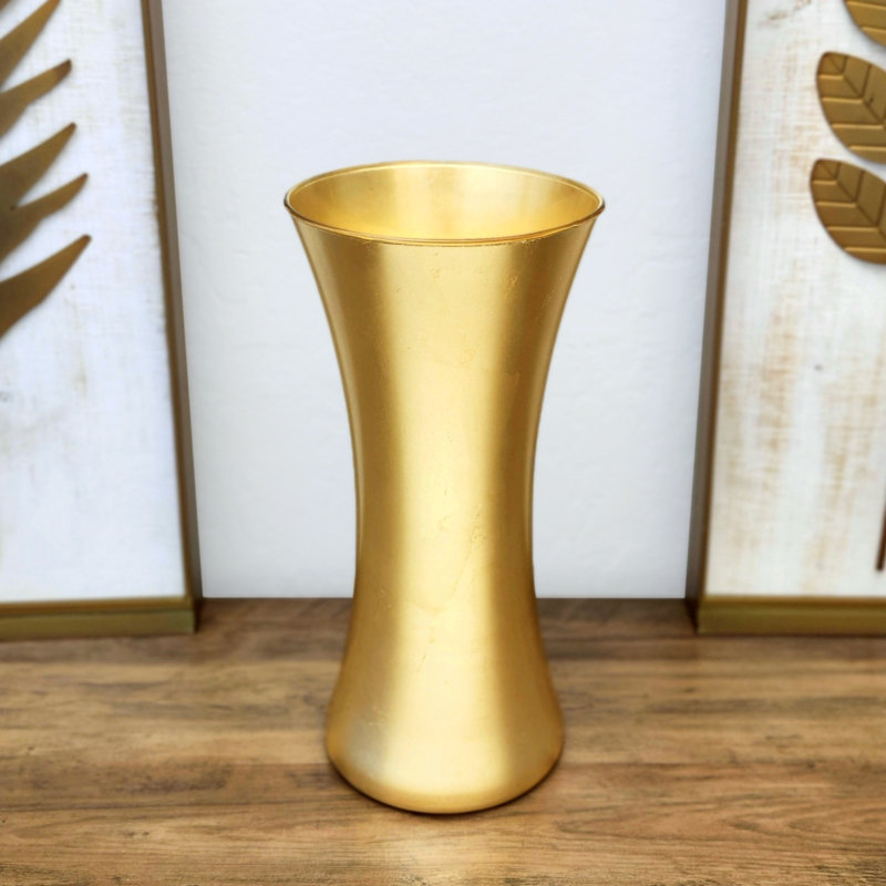 Vase en verre doré massif, Doré, Hauteur totale - 14,75 po