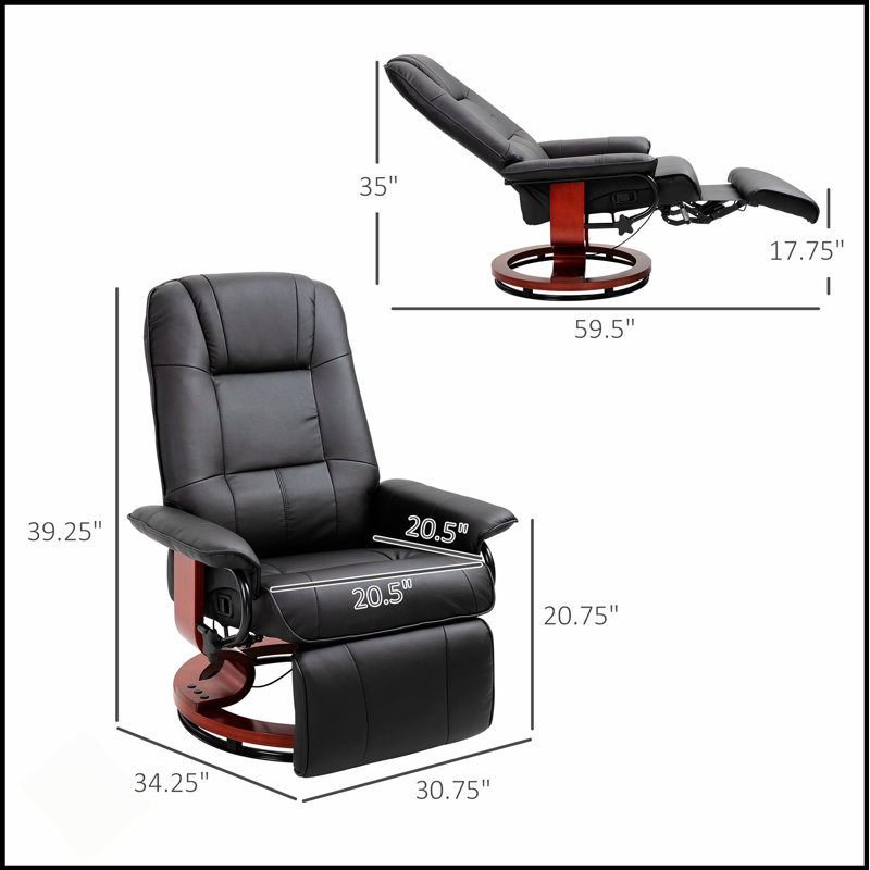 Faux Leather Manual Recliner, Adjustable Swivel Lounge Chair With Footrest, Armrest, And Wrapped Design For Ultimate Comfort