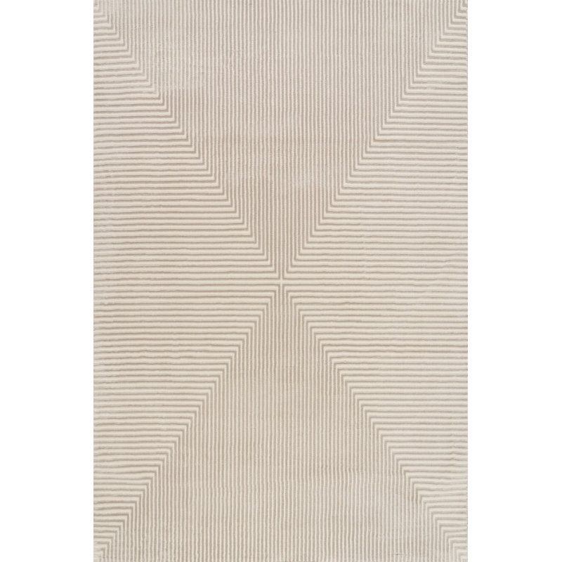 Tapis géométrique Vaelina, Rectangulaire 8 pi x 10 pi, Ivoire ivoire