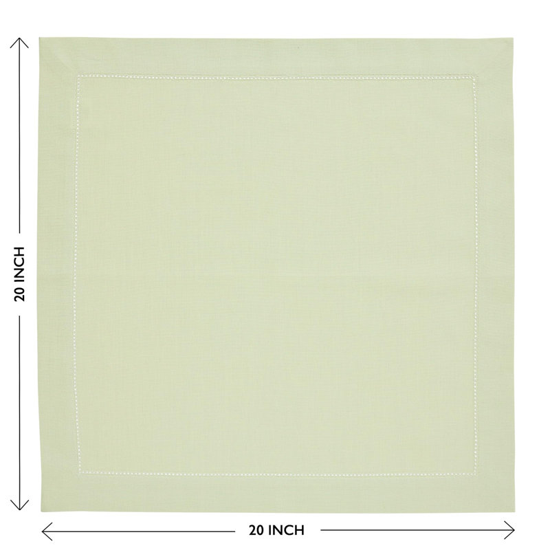 Cotton Linen Hemstitch Dinner Napkins, Sage