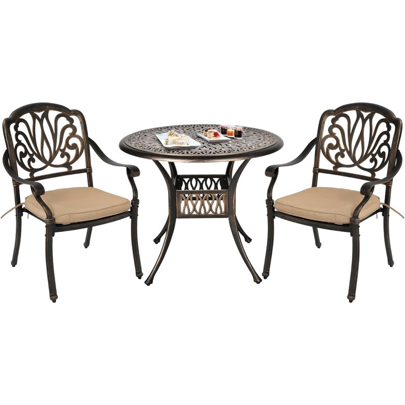 Himmelmann 2 - Person Patio Dining Set with Round Table , Cushions Included, Beige