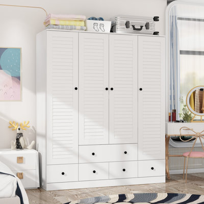 70.5" Armoire Wardrobe Closet With 6 Drawers,Hanging Rods,Multi-Layer Shelves