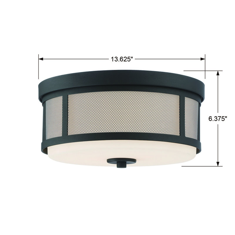Plafonnier encastré 2 lumières 13,62 po, Forgé noir
