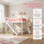 Lit mezzanine en bois massif avec tablettes de rangement, garde-robe et glissade amovible pour enfants-129527510-129527511