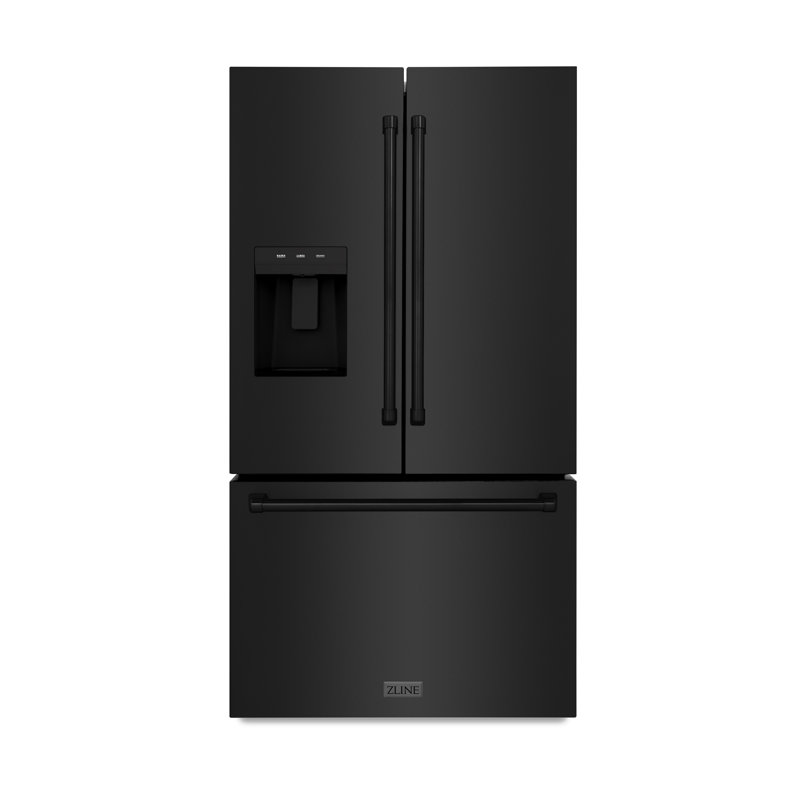 Zline 36 In. 28.9 Cu. Ft. Standard-depth French Door External Water Dispenser Refrigerator With Dual Ice Maker In Fingerprint Resistant Stainless Steel