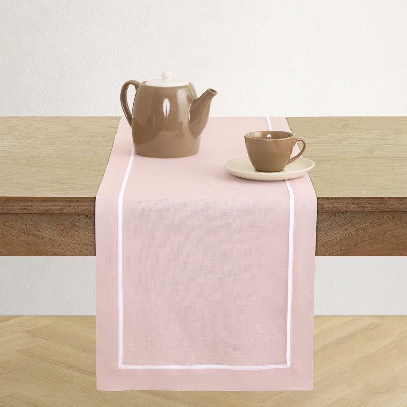 100% Pure Linen Table Runner -kensington, Pink, 72" x 14"
