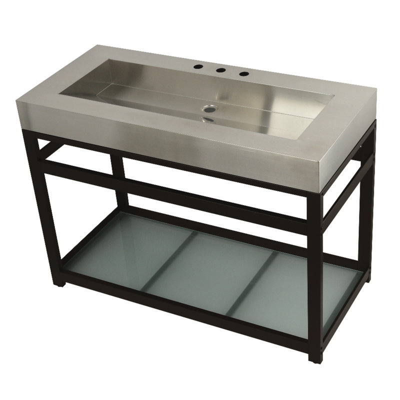 Fauceture Rectangular Console Bathroom Sink, Brushed/Oil Rubbed Bronze