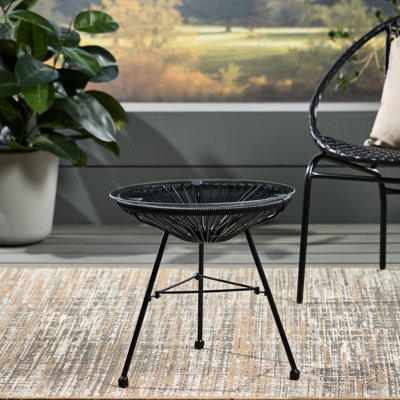 Tempered Glass Side Table With Versatile Base - Outdoor Furniture