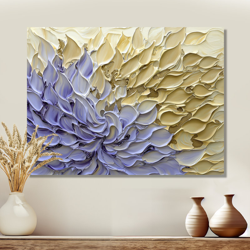 «Mauve sentier de pétales de fleurs I», art mural moderne, impression sur métal, H 30 po x l 40 po