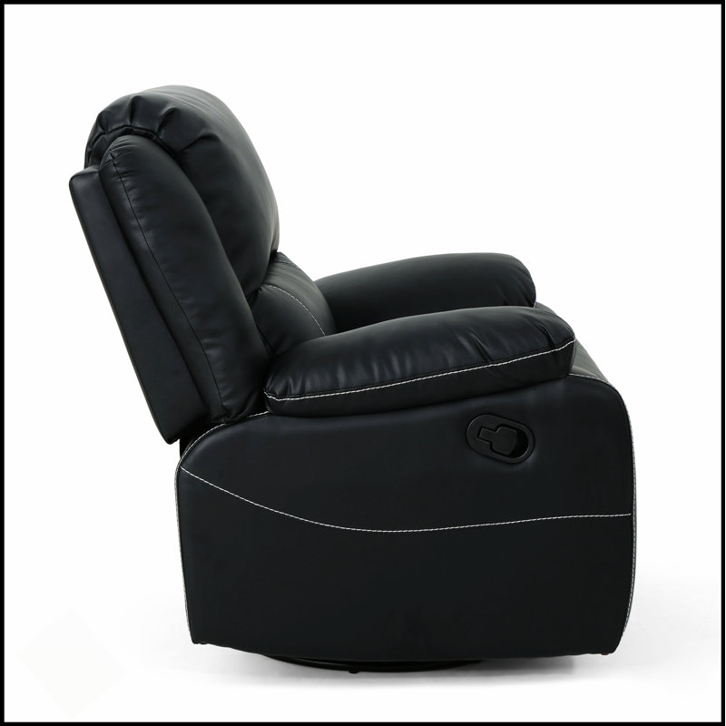 39 Inch Wide Faux Leather Manual Swivel Recliner, Perfect For Comfort And Modern Living Spaces