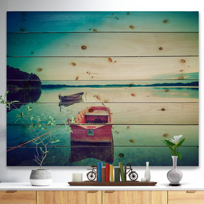 " Pink Boat In Vintage Lake "