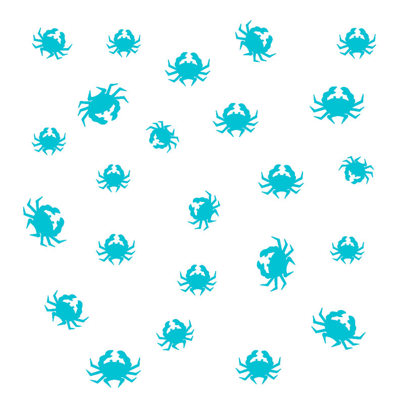 Décalcomanie murale de crabe nautique Elie, Bleu ciel