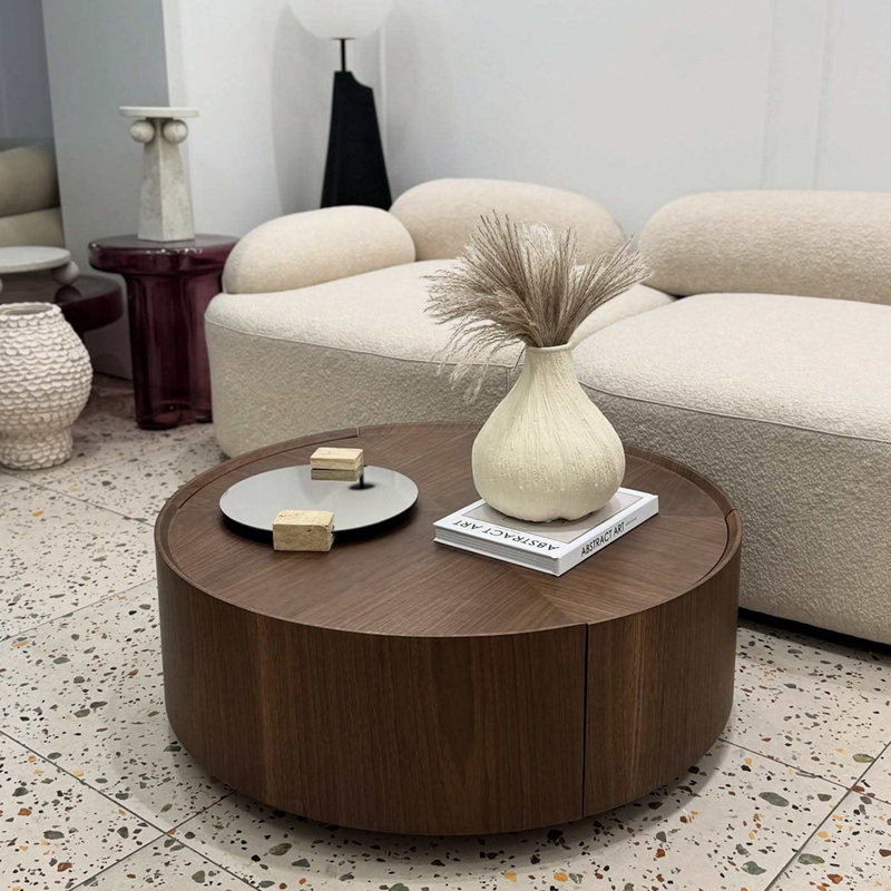 Table basse ronde moderne et simple, H 13,8 po x L 31,5 po x l 31,5 po
