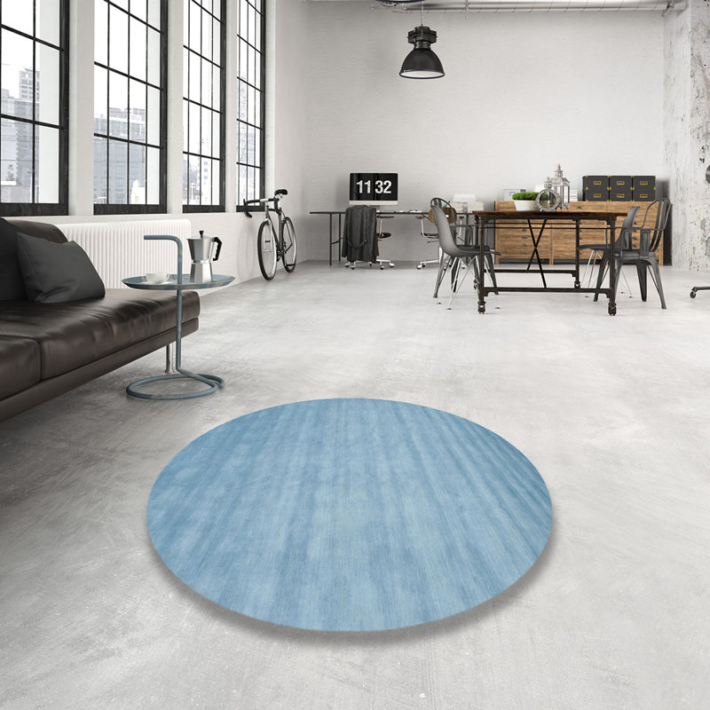 Tapis contemporain bleu, Rond 6 pi