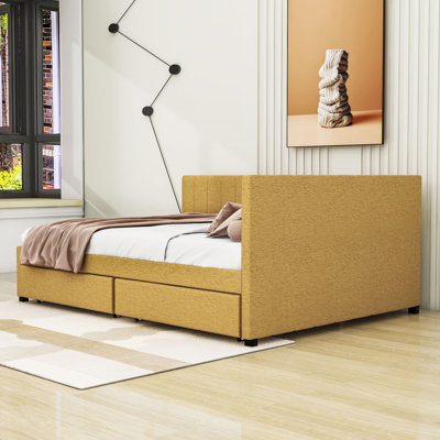 Full Upholstered Sofa Daybed with Drawers